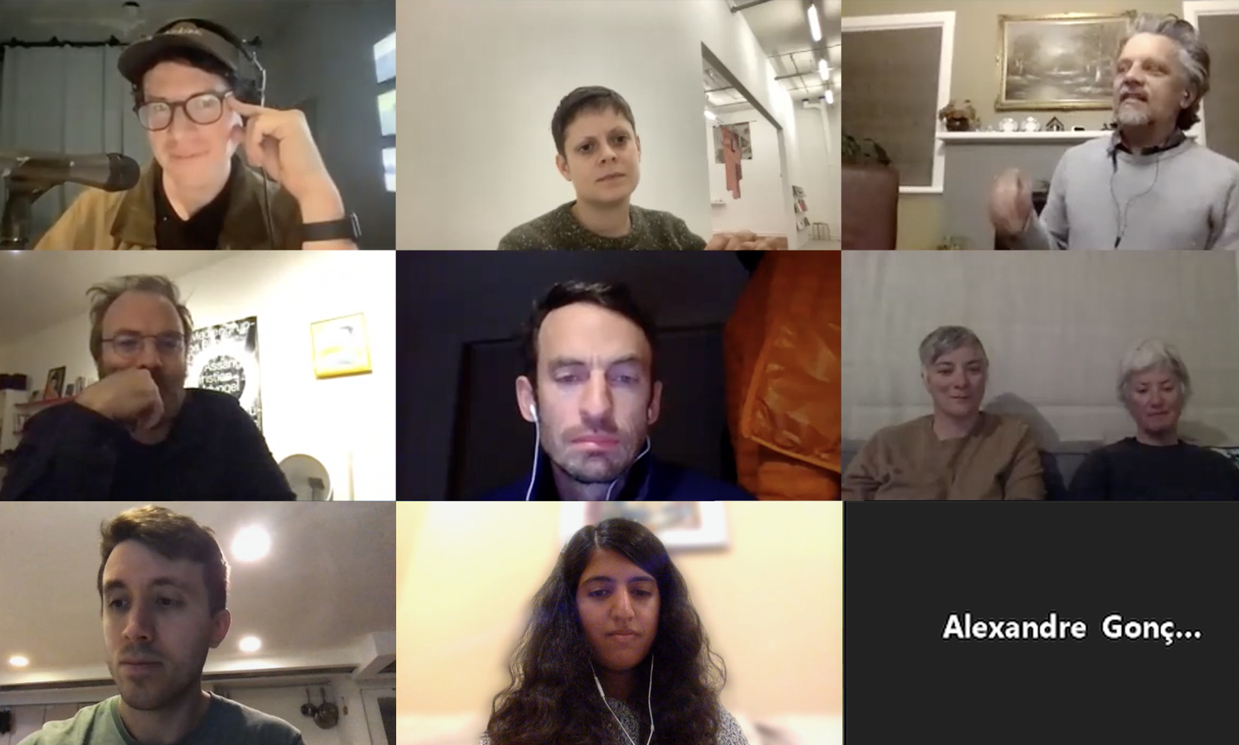 an image of artists discussing the project on webchat